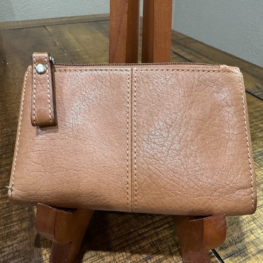 Fossil Hanover Leather Wallet Trifold Brown Cards Coins Money Snap Zipper‎ - Picture 2 of 16